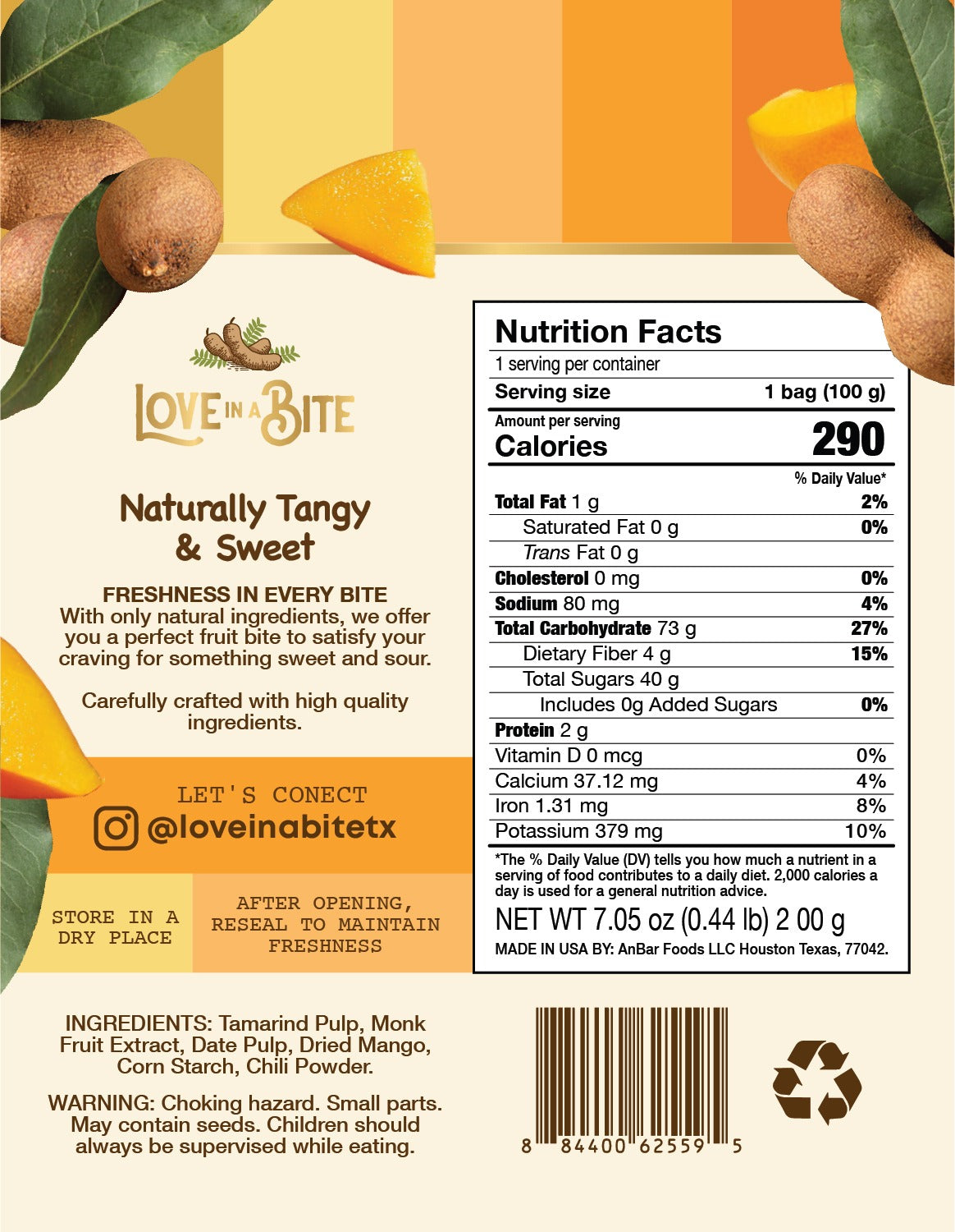 Love in a Bite Tamarind + Mango 100gr resellable bag
