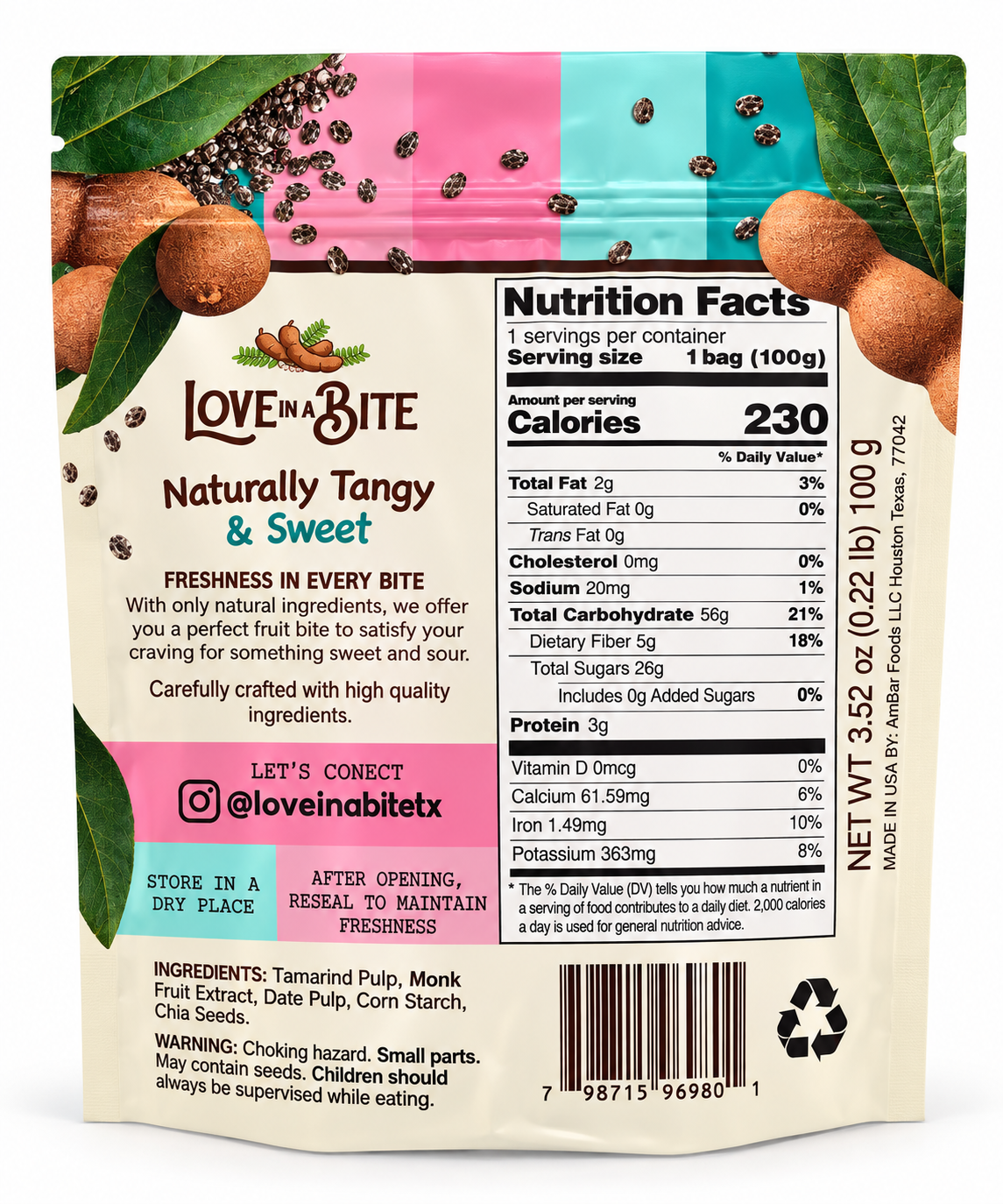 Tamarind Bites Chia 100gr
