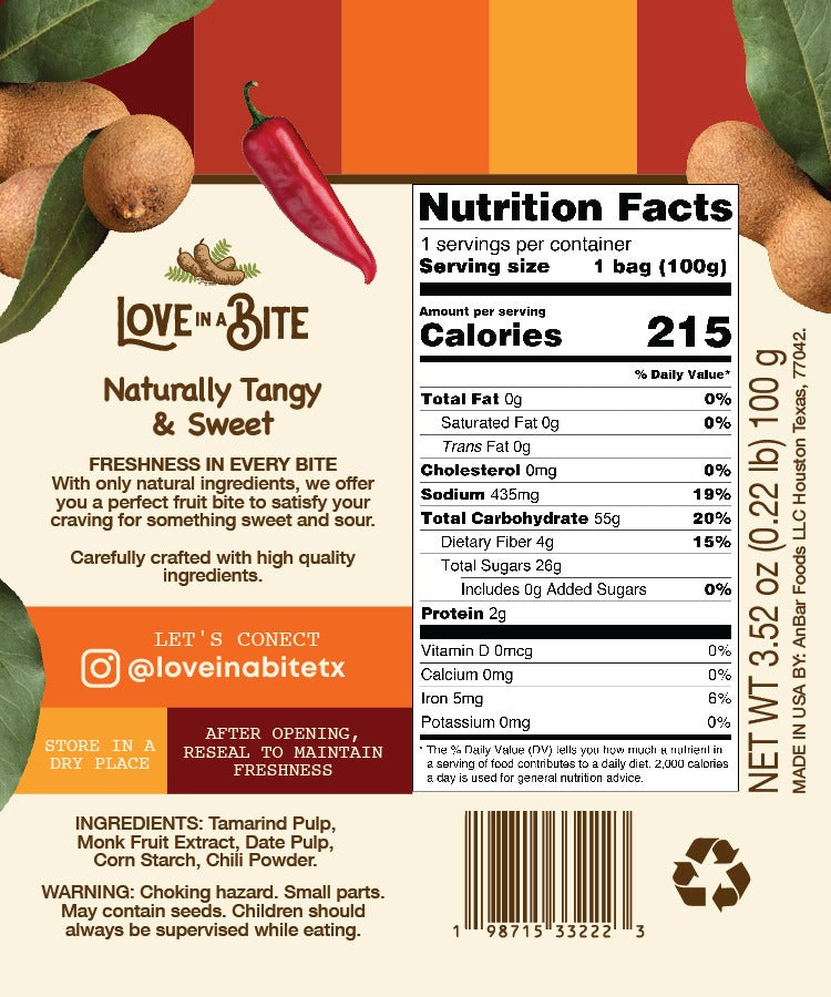 Love in a Bite Tamarind + Chili Powder 100gr resealable bag